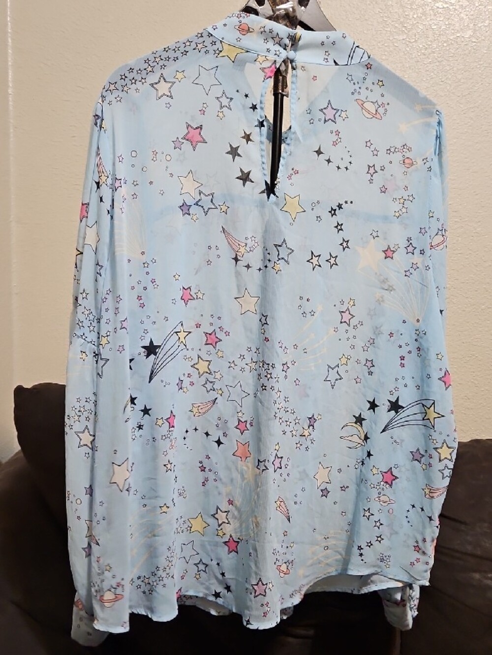torrid Light Blue Celestial Starprint Peasant Blouse - Picture 5 of 7